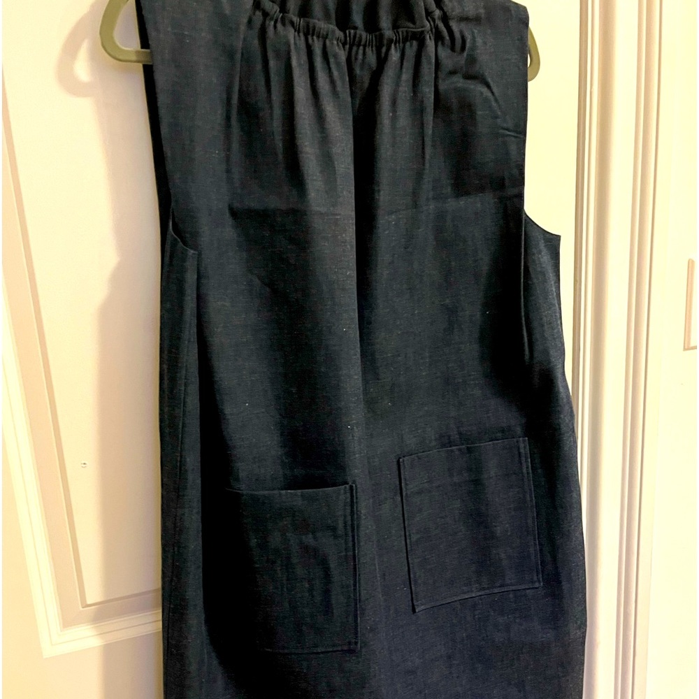 Atlantique Ascolie Made in Paris, France 100% Cotton Demin Dress with Pockets